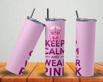 Pink Stainless Steel Tumbler: Breast Cancer Awareness Gift, 20oz Cup