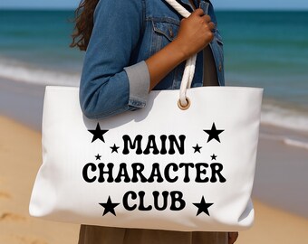 Main Character Club Weekender Bag: Oversized Black Graphic Travel Tote