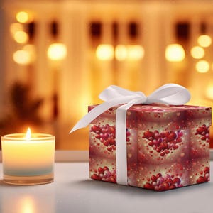 Romantic Heart Wrapping Paper | Red & Pink Gift Wrap for Valentine&#39;s Day, Weddings, Anniversaries and Special Occasions