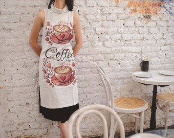 Heart Latte Art Coffee Apron | Polyester Barista Kitchen Gift