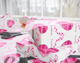 Breast Cancer Awareness Wrapping Paper: Pink Ribbon Gift Wrap