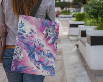 Leopard Floral Print Tote Bag: Wild Beauty All-Over-Print Shoulder Bag