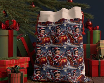 Betty Boop Christmas Gift Bag | Vintage Santa Sleigh Sack