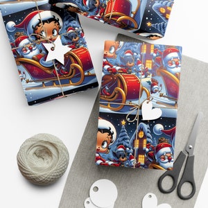Papier do pakowania Betty Boop | Opakowanie na prezenty świąteczne w stylu vintage | Retro opakowania świąteczne na prezenty świąteczne