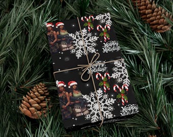 Tactical Holiday Cheer Gift Wrap: Strong Women, Candy Canes & Snowflakes