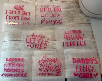 Baby Shower Iron On Decals|DIY baby bodysuit station| GIRL PACK