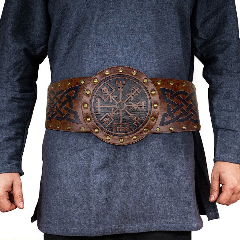 Medieval Viking Leather Waist Belt Classic Pattern Steampunk - Etsy