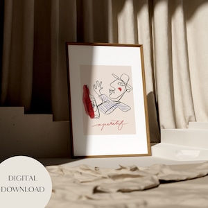 BISTRO | Parisian French bistro contemporary fine art wall print illustration | DIGITAL DOWNLOAD