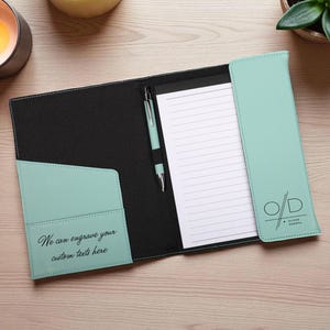 Personalized Refillable Portfolio, Custom Monogram Leather Portfolio, Business Gift, Engraved Journal, Leather Planner, Notebook Cover