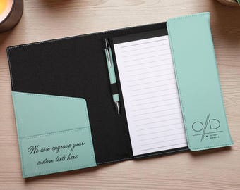 Personalized Refillable Portfolio, Custom Monogram Leather Portfolio, Business Gift, Engraved Journal, Leather Planner, Notebook Cover