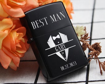 Custom Lighter, Best Man Gifts, Custom Groomsmen Proposal Gift,Black Engraved Lighter, Groomsmen Asking Gifts,Personalized Groomsmen Lighter