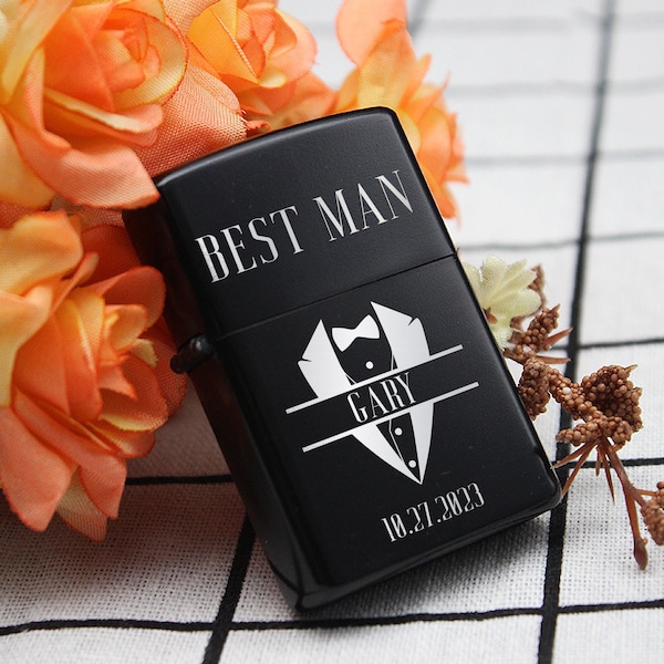 Custom Lighter, Best Man Gifts, Custom Groomsmen Proposal Gift,Black Engraved Lighter, Groomsmen Asking Gifts,Personalized Groomsmen Lighter