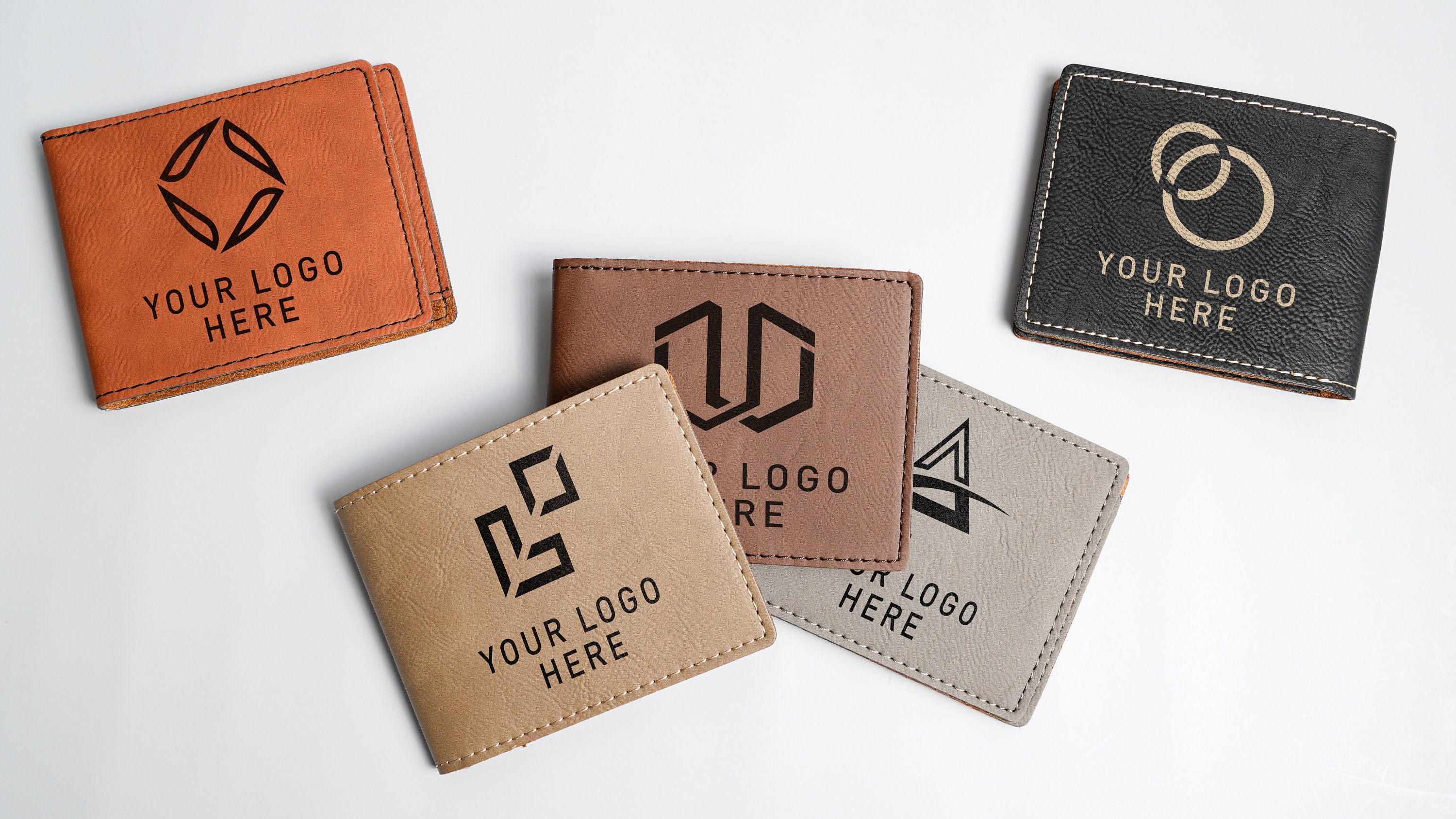 Custom Logo Engraved Bifold Leather Wallet, Company Logo Wallet ...