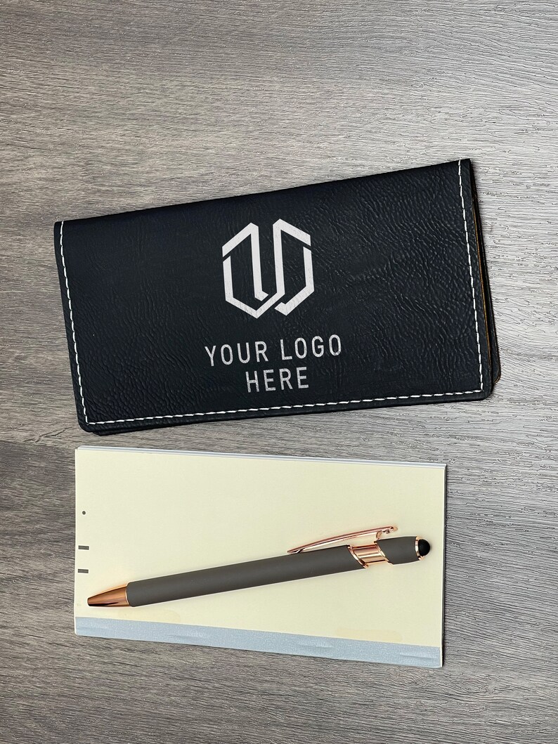 Custom Logo Checkbook Cover, Company Logo Checkbook Holder, Business