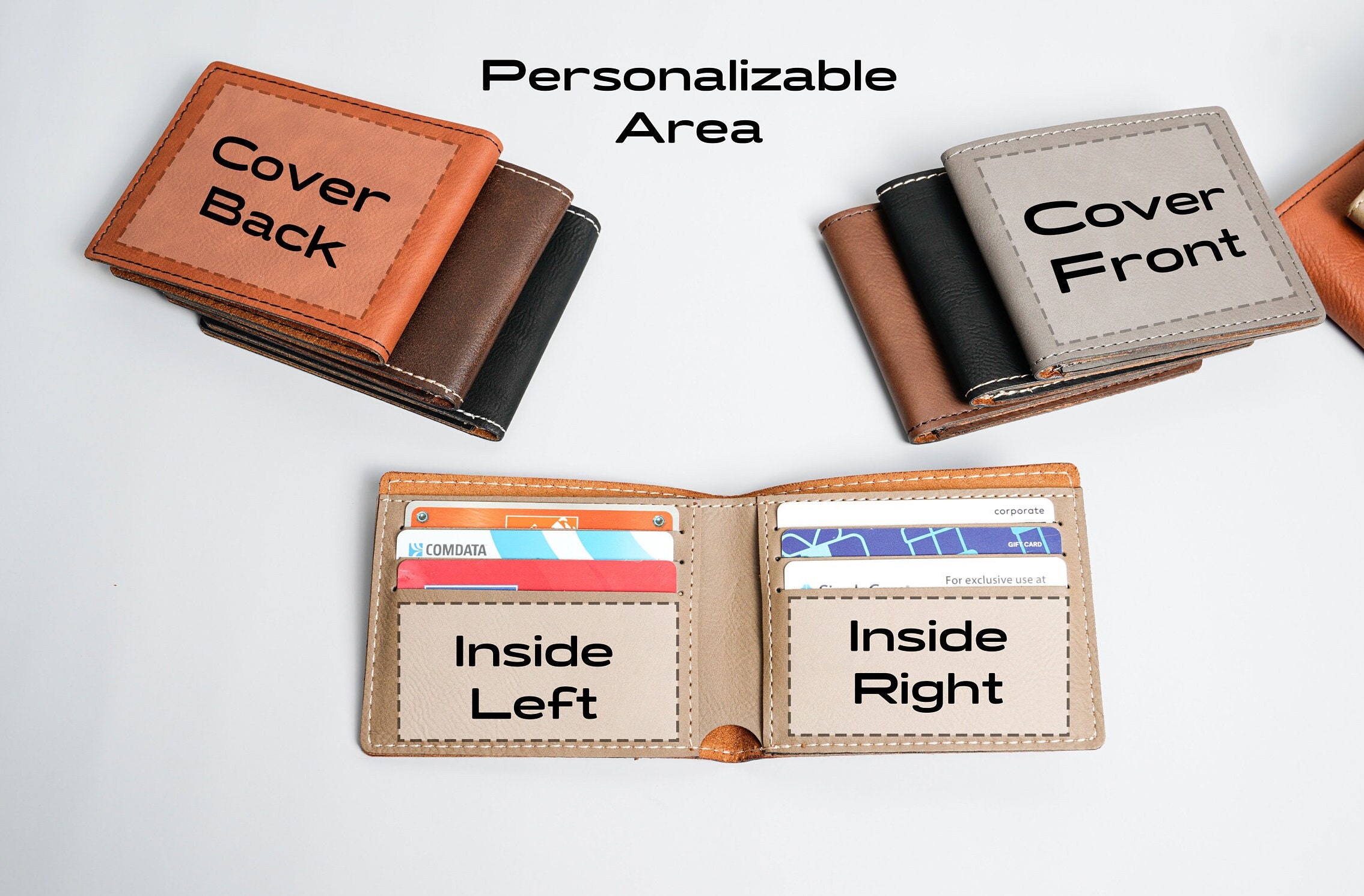 Custom Logo Engraved Bifold Leather Wallet, Company Logo Wallet ...