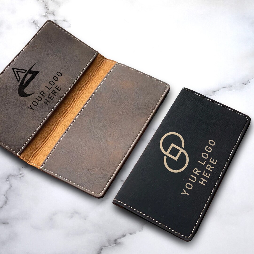 Personalized Leather Checkbook Cover, Custom Name Checkbook Holder, Company Logo Leather