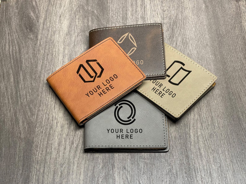Custom Logo Engraved Bifold Leather Wallet, Company Logo Wallet ...
