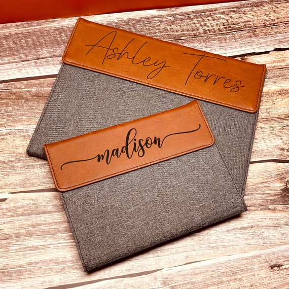 Custom Monogram Portfolio, Custom Name Padfolio, Notepad Cover, Personalized Portfolio, Engraved Leather Portfolio, Monogram Gift, Name Gift