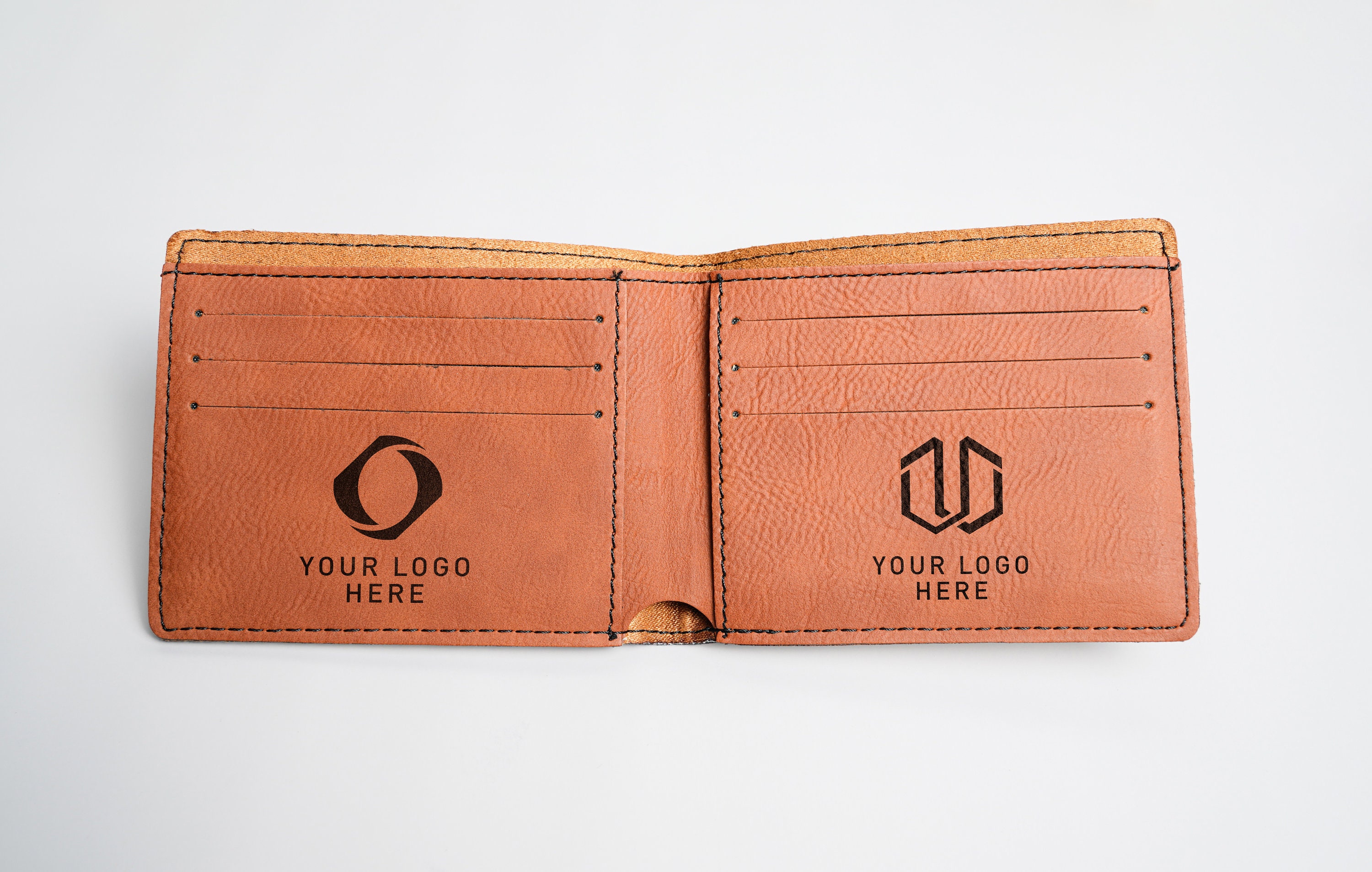 Custom Logo Engraved Bifold Leather Wallet, Company Logo Wallet ...