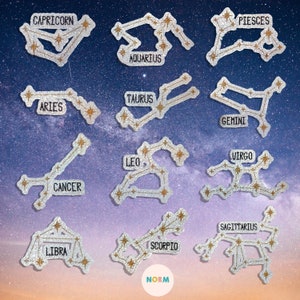 Zodiac Holographische Sensorische Aufkleber, Astrologie ruhige Aufkleber, Sensorische Spielzeug, Selbstfürsorge Geschenk, Astrologie Aufkleber, Planer Aufkleber, Stressabbau