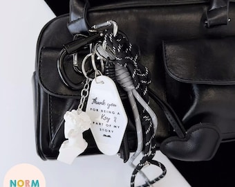 Mini Art David Sculpture Black Heart Motel Keychain Bag Charm Jewelry, Y2k Rope Purse Chunky Charm Bag Accessories, Stylish Handbag Trinkets