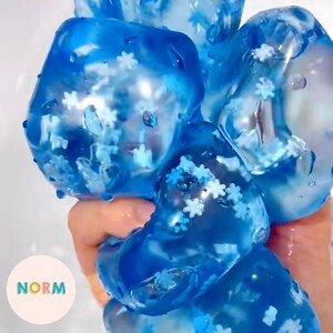 Ice Cube Stress Ball With Snowflakes – Mini Slow-Rise Squishy Fidget Toy For Anxiety Relief (Kids & Adults)