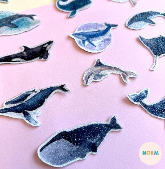 Set of 10 Whales Orca Calm Strips Sensory Texture Self-Care Stickers Adhesive Thick Rough Calming Fidget Anxiety Relief Finger Tracing...