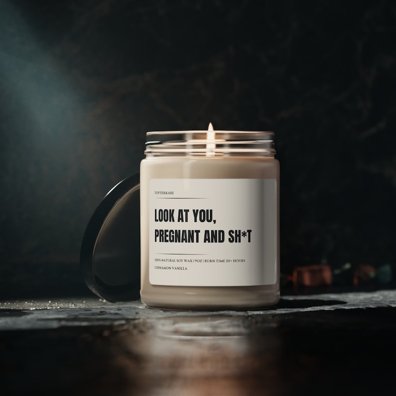 Look At You Pregnant And Sht Soy Candle BFF Gift Funny Candle Scented Candle Vegan Housewarming Gift image 2