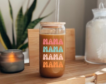 Mama Glass Cup | Boho Glass | Cute Cup | Gift For Her | Birthday | Newlywed Gift | Anniversary | Mothers Day Gift