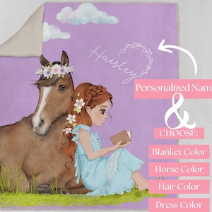 Horse gifts Horse gifts for girl Horse decor Horse lover gift Horse girl gifts Horse art Personalized blanket Custom blanket Sherpa blanket