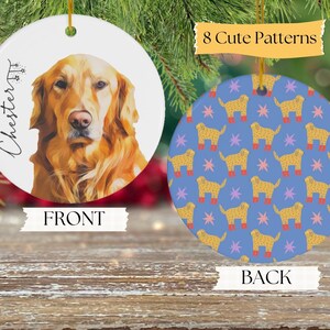 Golden retriever ornament Golden retriever Christmas Dog ornament personalized Pet memorial ornament Pet portrait ornament (Golden Name Pat)