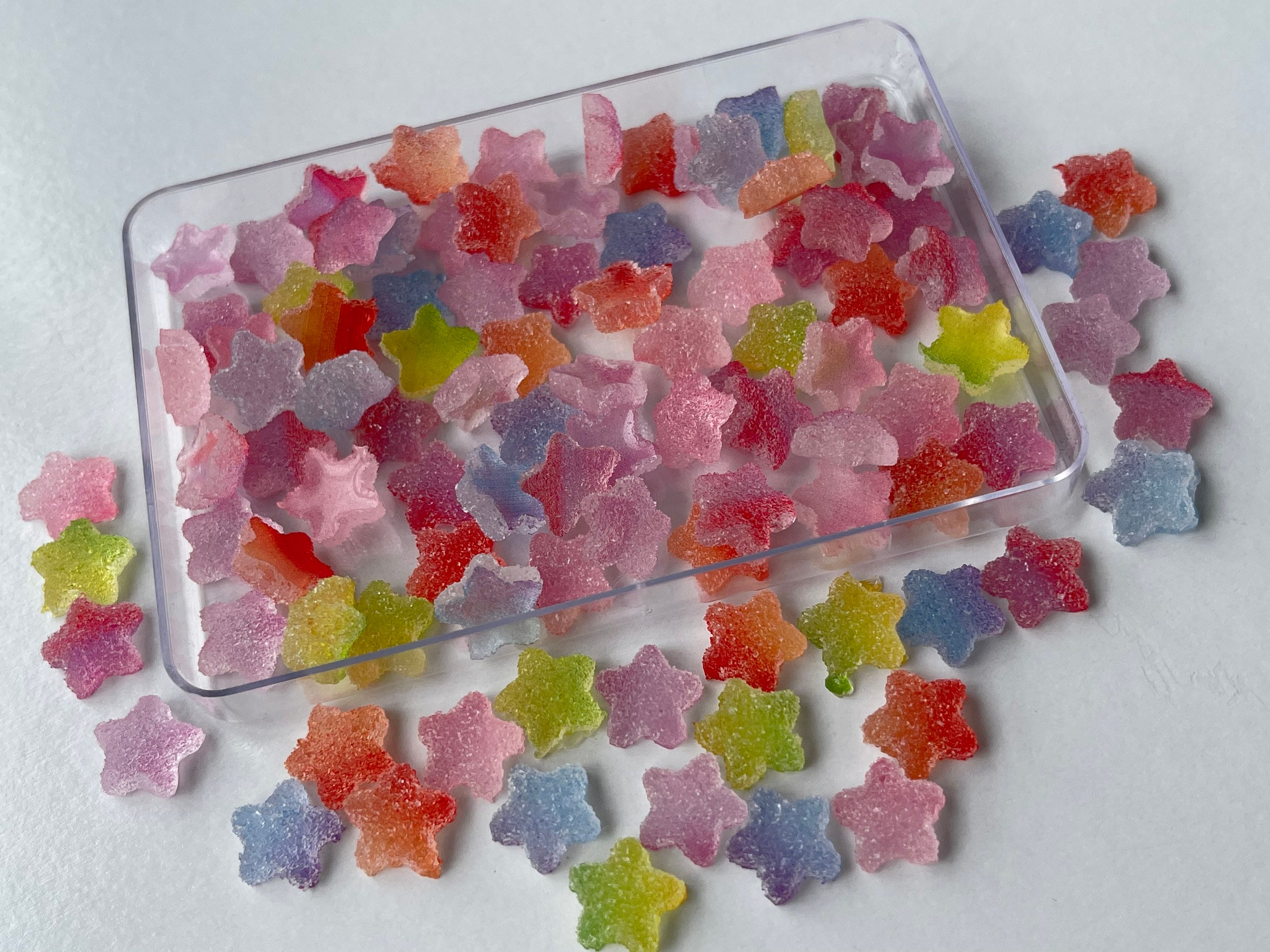 Heart Sugar Candy Cabochon | Fake Food Jewelry DIY | Faux Jelly Candies |  Kawaii Gummy Candy Cabochons (10 pcs by Random / 17mm x 16mm)