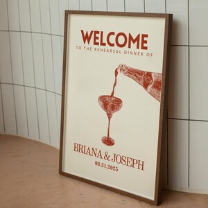 Rehearsal Dinner Welcome Sign | Champagne Toast Canva Template | 28x40 Printable Poster | Retro Wedding Sign | Instant Download