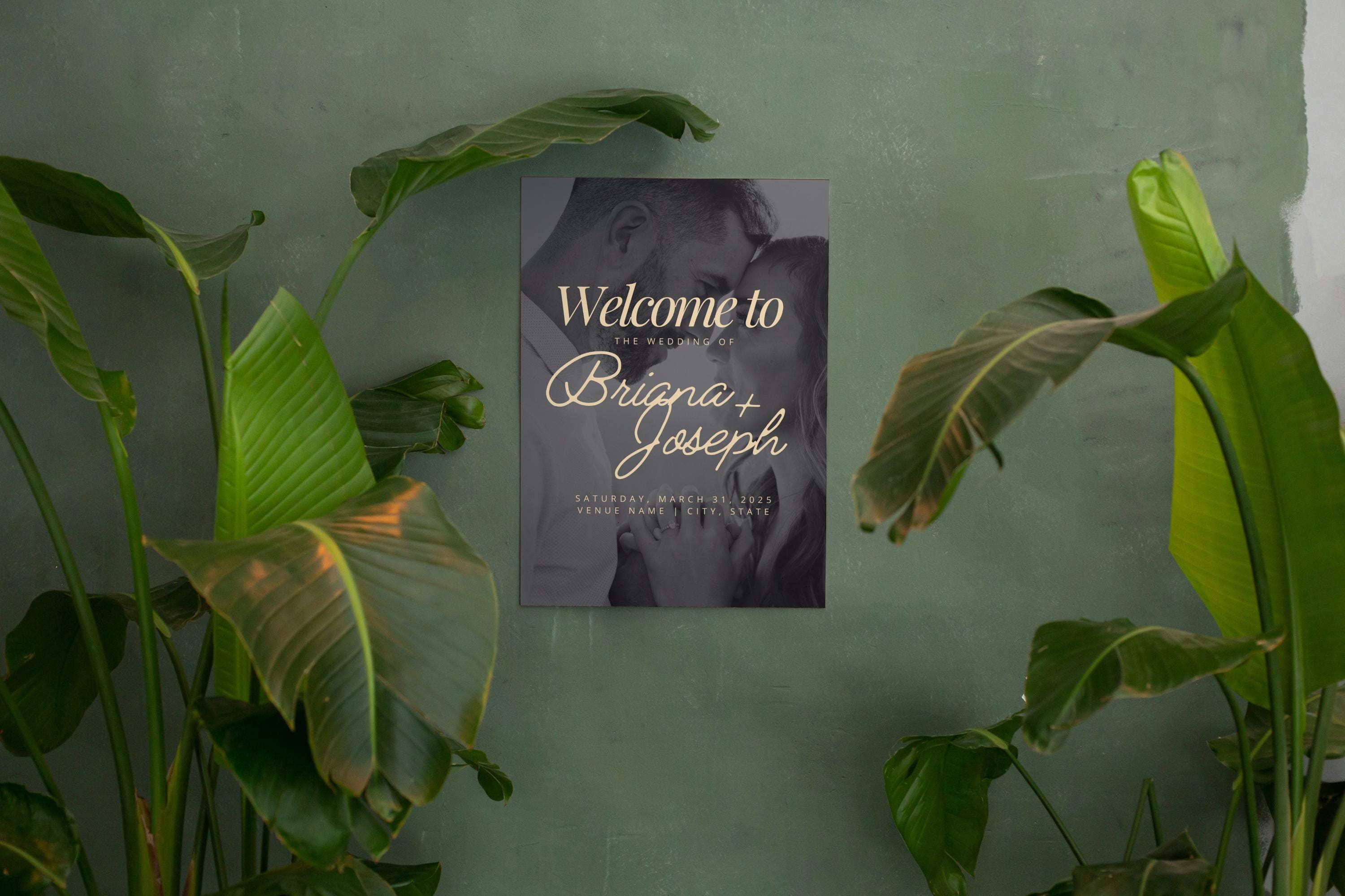 Elegant Wedding Welcome Sign With Photo: Editable Canva Template (28x40 ...