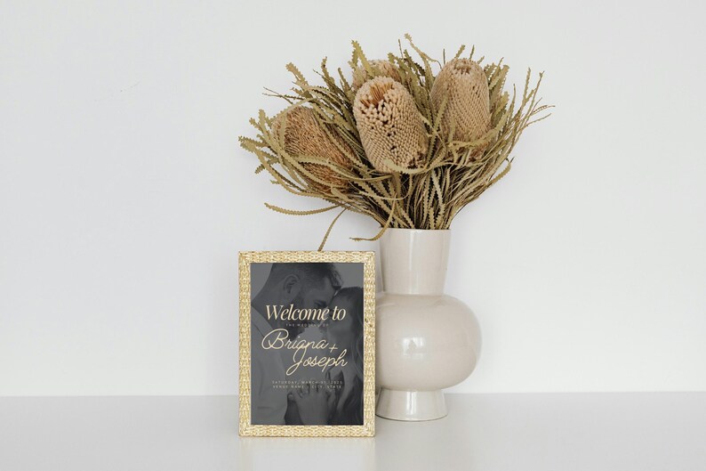 Elegant Wedding Welcome Sign With Photo: Editable Canva Template (28x40 ...