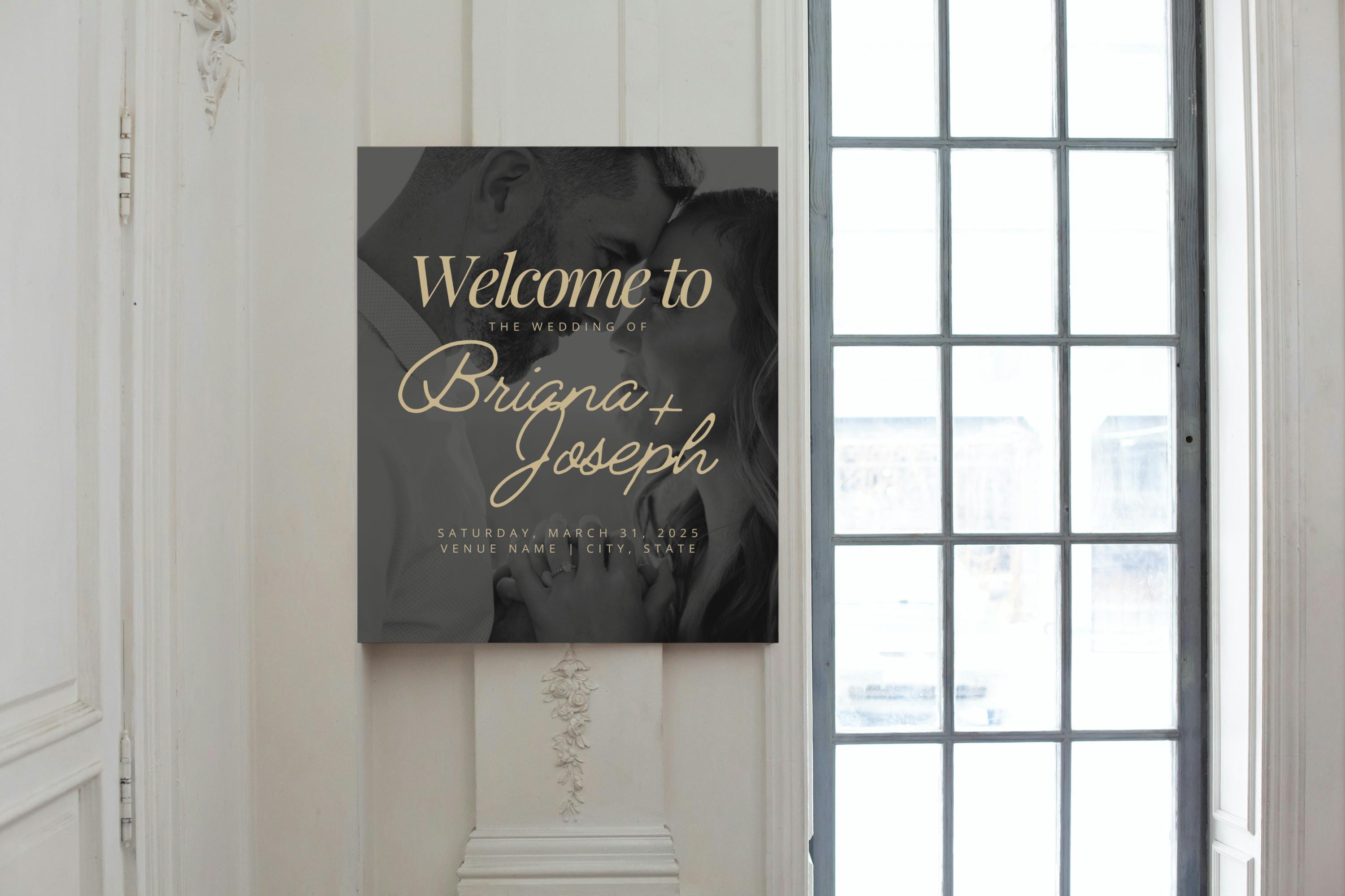 Elegant Wedding Welcome Sign With Photo: Editable Canva Template (28x40 ...