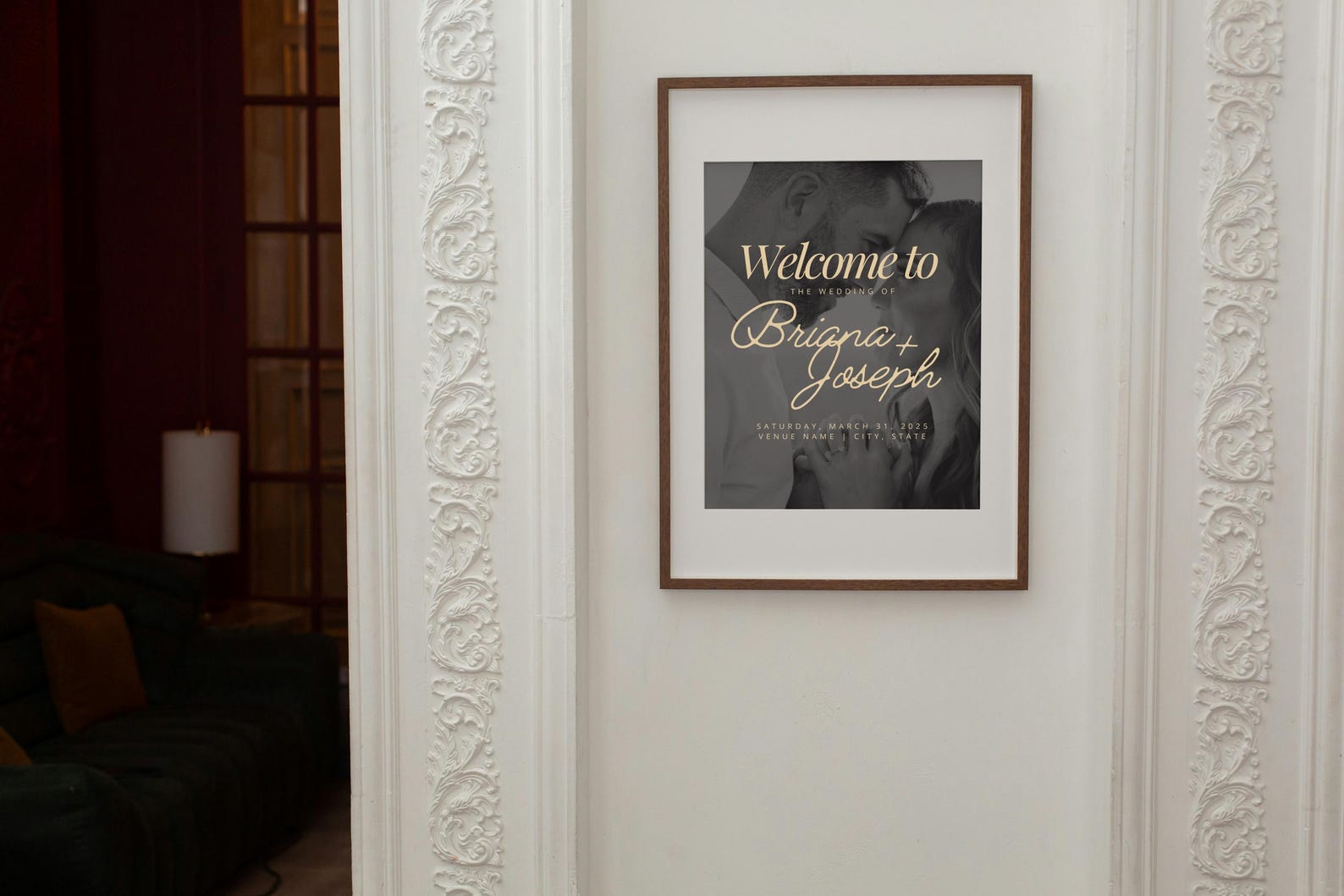 Elegant Wedding Welcome Sign With Photo: Editable Canva Template (28x40 ...
