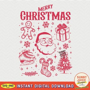 Vintage Christmas Vibes, SVG PNG File, Trendy Aesthetic Holiday Design for Graphic Tee Shirts, Totes, Stickers, Etc. - Commercial Use