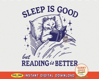 Bookish Cat SVG, Reading Lover Design (Digital Download)