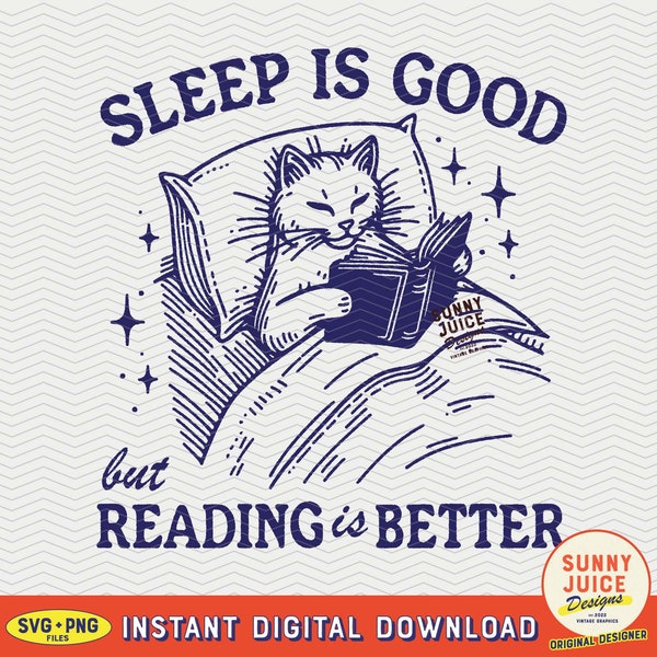 Bookish Cat SVG, Reading Lover Design (Digital Download)