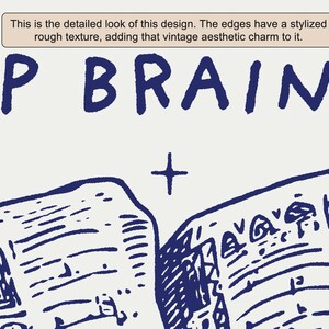 May include: A blue and white illustration of a newspaper with the text "OP BRAIN" above it. The edges of the illustration have a stylized rough texture.