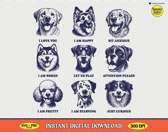 Retro Large Dog Breeds SVG, PNG, Dog Lover Design (Commercial Use)