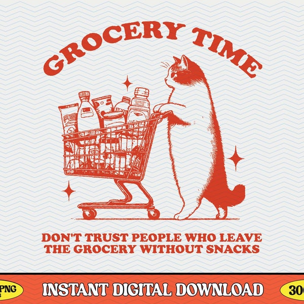 Funny Cat Grocery Shopping SVG, Retro Design (Digital Download)