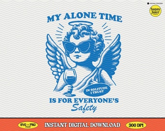 Funny Cherub Angel SVG, Trendy Retro Design (PNG, SVG File)