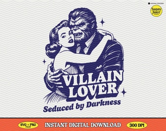 Villain Lover, Retro Bookish Art, SVG PNG File (Digital Download)