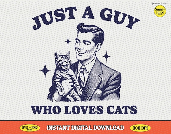Cat Dad SVG PNG, Trendy Retro Design (Commercial Use)