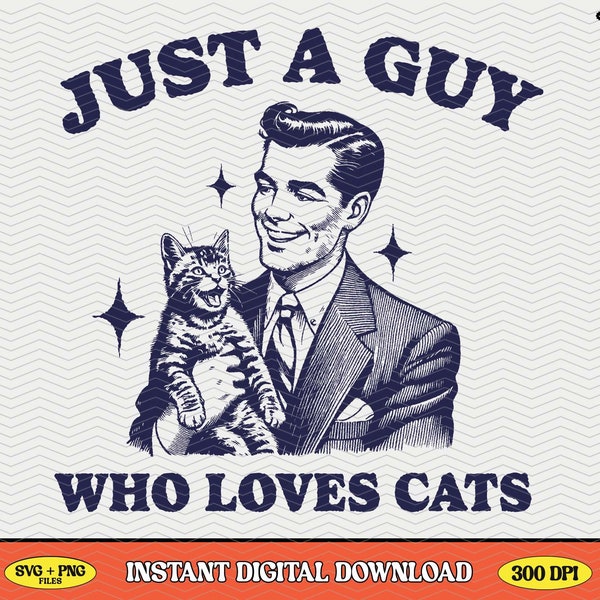 Cat Dad SVG PNG, Trendy Retro Design (Commercial Use)