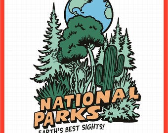 National Parks PNG File | Retro Outdoors Forest Design Explore Nature & Scenic Landscapes Vintage Design for Shirts, Mugs, Stickers, Etc.