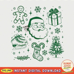 Christmas Vibes, SVG PNG File, Trendy Vintage Fun Holiday Design for Graphic Tee Shirts, Totes, Stickers, Etc. - Commercial Use