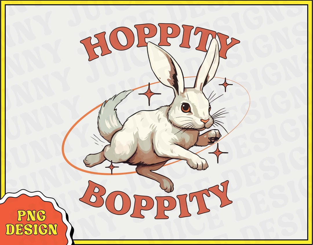 Hoppity Boppity, Cute Retro Rabbit, Vintage Hippie Aesthetic PNG ...
